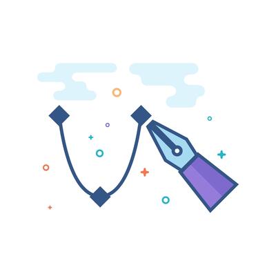 Bezier icon flat color style vector illustration