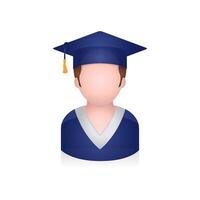 Graduate student avatar icon in colors. vector