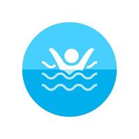 Drowned man icon in flat color circle style. People accident water sea beach lifeguard vector