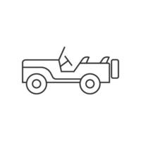 Military vehicle icon in thin outline style vector