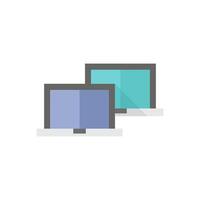 Laptops icon in flat color style. Electronic computer network connection internet intranet local area vector