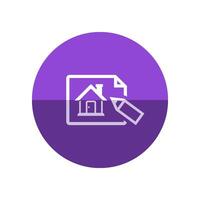 Blueprint icon in flat color circle style. Property house design mortgage vector