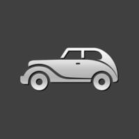 Vintage car icon in metallic grey color style. Retro automotive collector vector