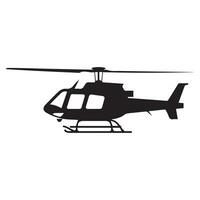 Black isolated silhouette of helicopter on white background. vector