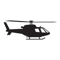Black isolated silhouette of helicopter on white background. vector
