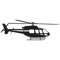 Black isolated silhouette of helicopter on white background. vector