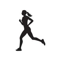 Running black silhouettes vector illustration.