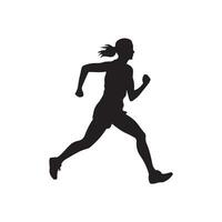 Running black silhouettes vector illustration.