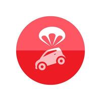 Car parachute icon in flat color circle style. Insurance protection investment transportation vector