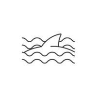 Shark icon in thin outline style vector
