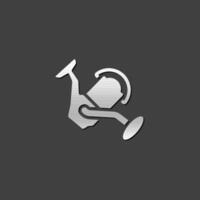 Fishing reel icon in metallic grey color style. Water sport fisherman vector