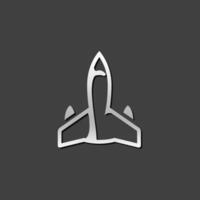 Stealth bomber icon in metallic grey color style. Aircraft military attack vector