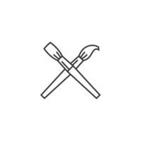 Paint brushes icon in thin outline style vector