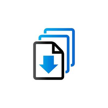Multiple download arrow icon in duo tone color. File data retrieve vector