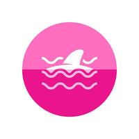 Shark icon in flat color circle style. Sea animal dangerous encounter beach vector