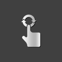 Finger gesture icon in metallic grey color style.Gadget touch pad smart phone laptop vector