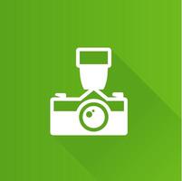 Old camera flat color icon long shadow vector illustration