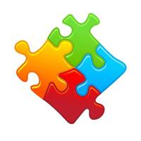 Puzzle icon in color. Toy playing jigsaw match vector