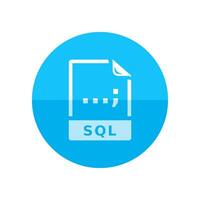 SQL File format icon in flat color circle style. Extension database queries data server computer vector