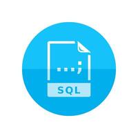 SQL File format icon in flat color circle style. Extension database queries data server computer vector