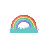 Rainbow icon in flat color style. Colors arch curve weather vector