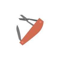 Multi tool icon in flat color style. Multifunction camping survival multipurpose sharp repair vector