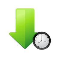 Download arrow with clock icon in color. Waiting time queue vector