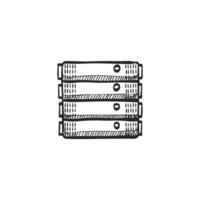 Hand drawn sketch icon server rack vector