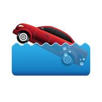 Drowned car icon in color. Automotive accident flood vector