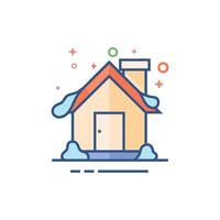 House with snow icon flat color style vector illustration