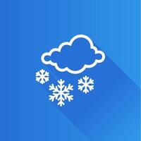 Weather overcast snowing flat color icon long shadow vector illustration