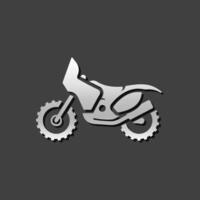 Motocross icon in metallic grey color style.Rally offroad extreme sport vector