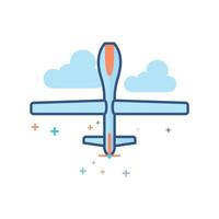 Unmanned aerial vehicle icon flat color style vector illustration