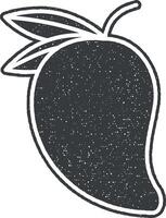 mango vector icon illustration with stamp effect