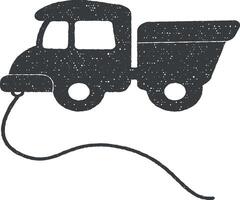 Toy Truck on a string vector icon illustration with stamp effect