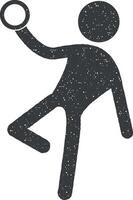 Gymnast with a ball vector icon illustration with stamp effect