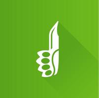 Knife flat color icon long shadow vector illustration