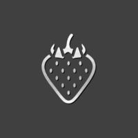 Strawberry chocolate icon in metallic grey color style.Fruit food dessert vector