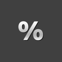 Percent symbol icon in metallic grey color style. Math mathematics number vector