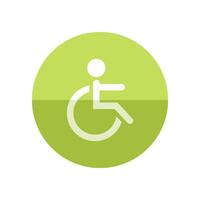 Disabled access icon in flat color circle style. Road building wheelchair care vector