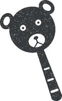 cabeza osito de peluche oso en palo vector icono ilustración con sello efecto