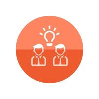 Teamwork icon in flat color circle style. Business communication discussion idea solution solving challenge vector