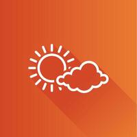 Weather forecast partly cloudy flat color icon long shadow vector illustration