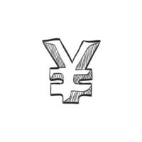 Hand drawn sketch icon japan yen symbol vector