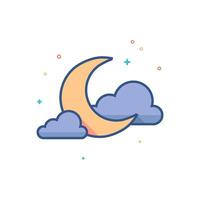 Weather overcast cloudy icon flat color style vector illustration