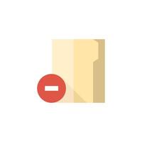 Folder icon in flat color style. Computer office files binder remove delete vector