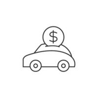 coche cerdito banco icono en Delgado contorno estilo vector