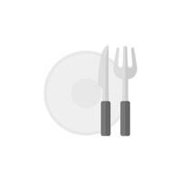 Dishes icon in flat color style. Spoon fork dinner supper breakfast eating vector