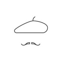 Painting artist beret and mustache icon in thin outline style vector