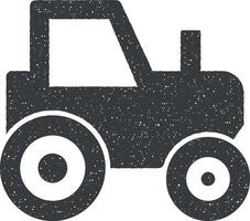 Tractor, wheels vector icon illustration with stamp effect